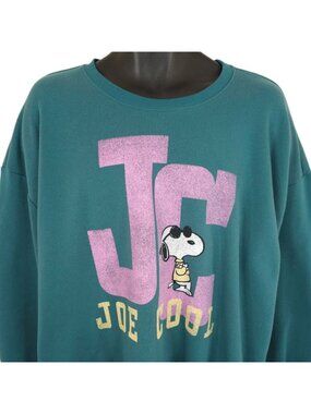Joe Cool Snoopy Crop Top Sweatshirt Womens Size XL Blue Peanuts